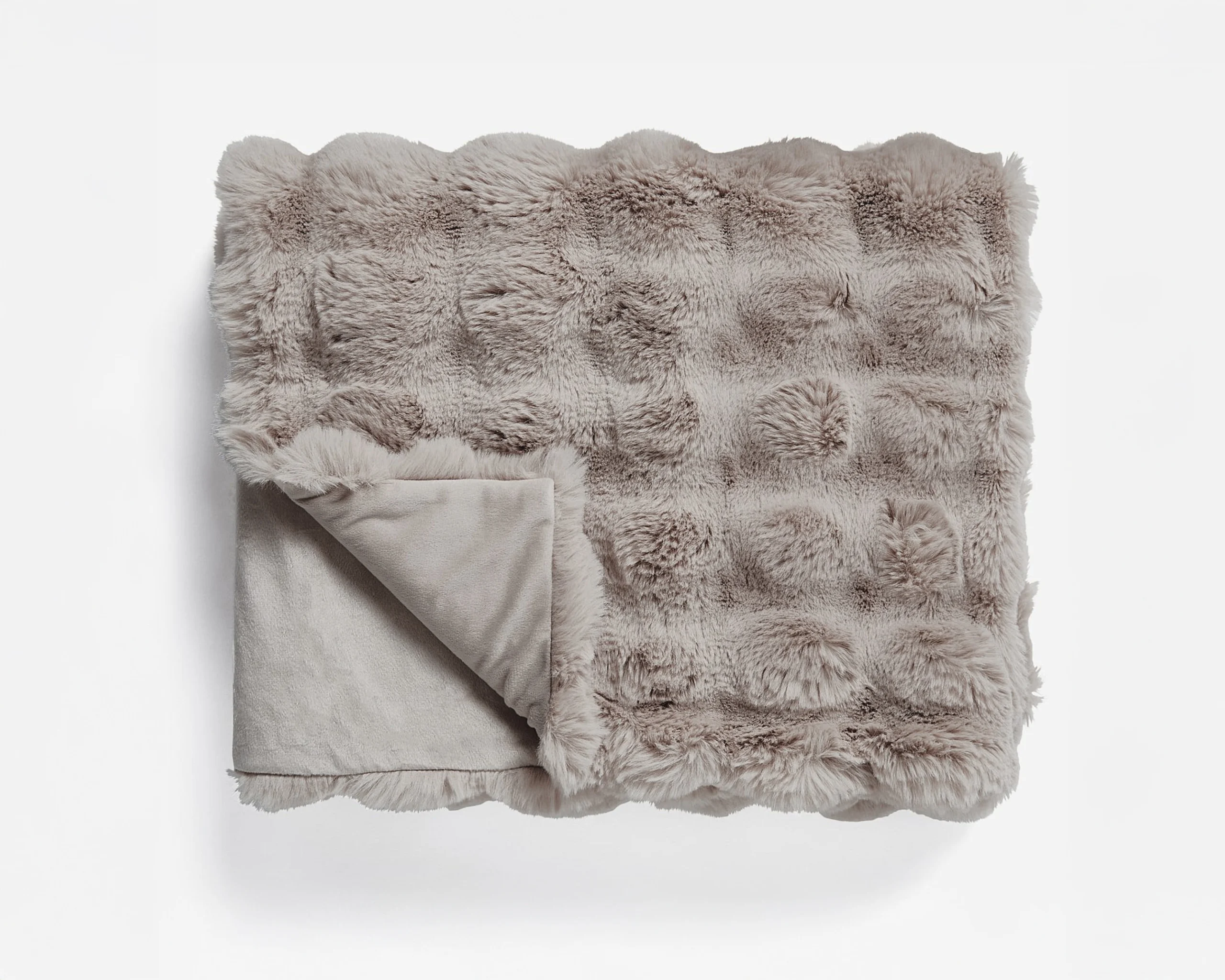 Primaviera Deluxe Pom Rabbit Fur plaid Taupe/Rose 150 x 200 cm