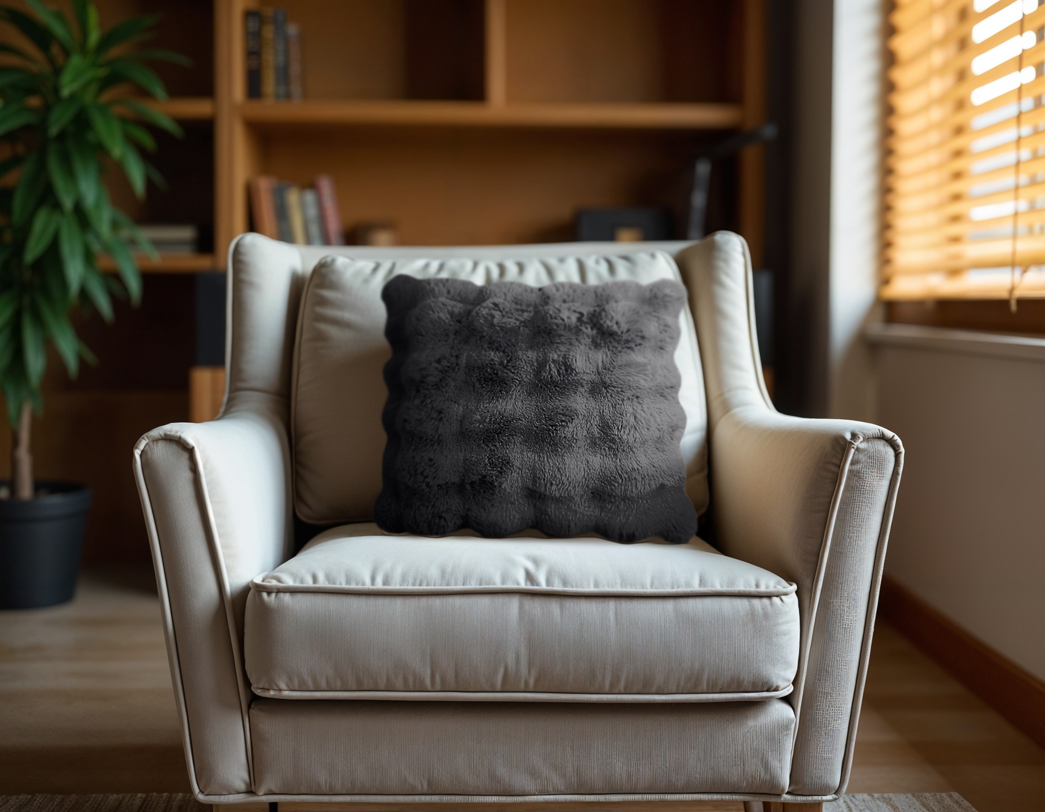 Antraciet 50 x 50 cm kussen van Primaviera Deluxe