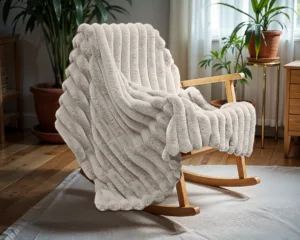 Primaviera Deluxe plaid Ecru 150 x 200 cm - Rib Rabbit Fur