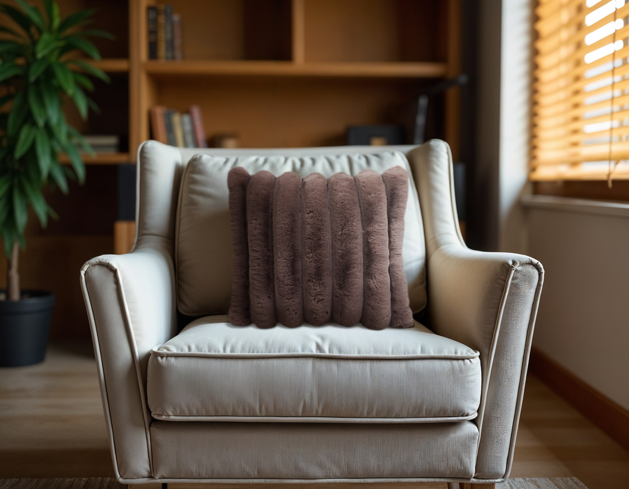 Taupe 50 x 50 cm kussen van Primaviera Deluxe