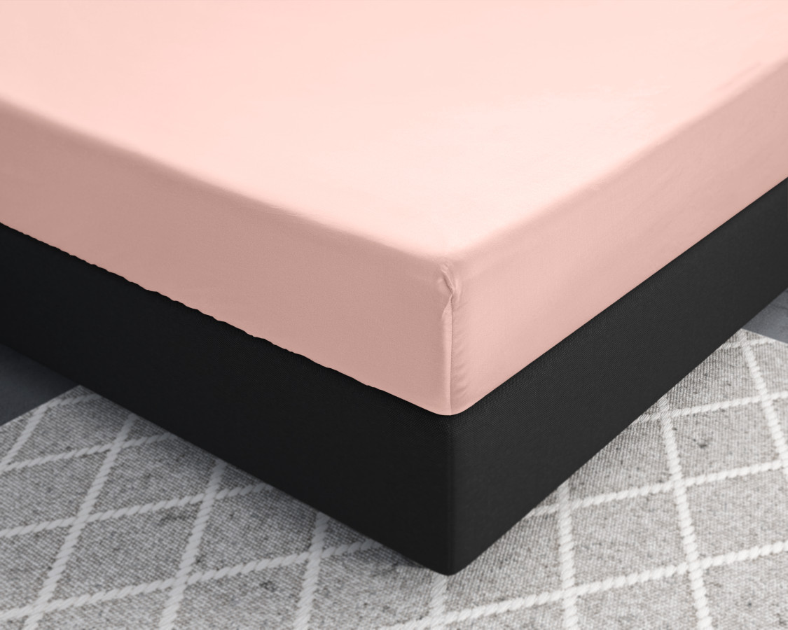 100% katoen/satijn hoeslaken Roze 90 x 220 cm van Primaviera Deluxe in 90 x 220 cm