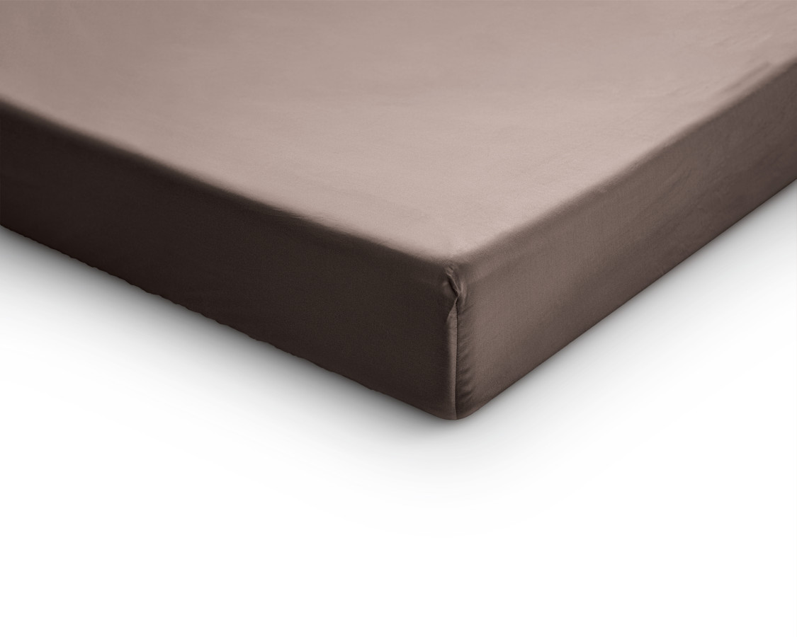Hoeslaken Taupe 160 x 200 cm 160 x 200 cm van Primaviera Deluxe, Taupe - 100% katoen/satijn