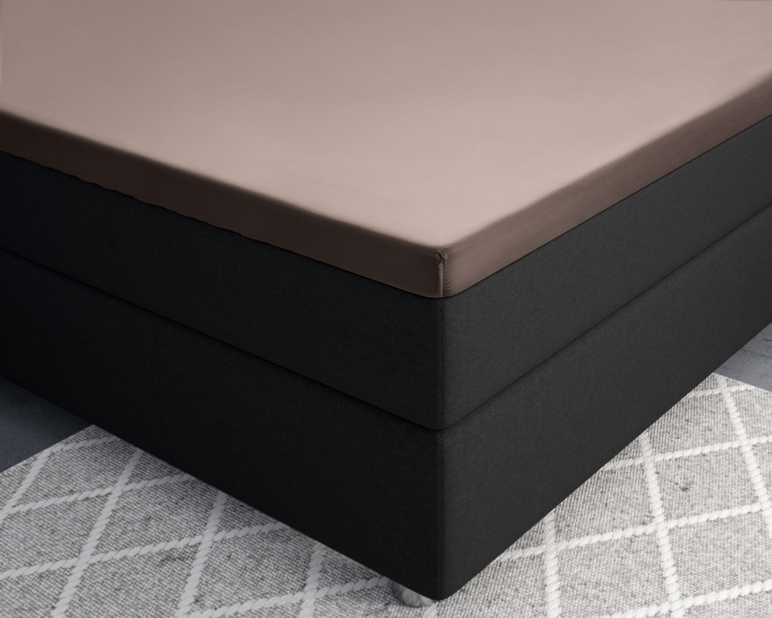 100% katoen/satijn hoeslaken Taupe 160 x 220 cm van Primaviera Deluxe in 160 x 220 cm