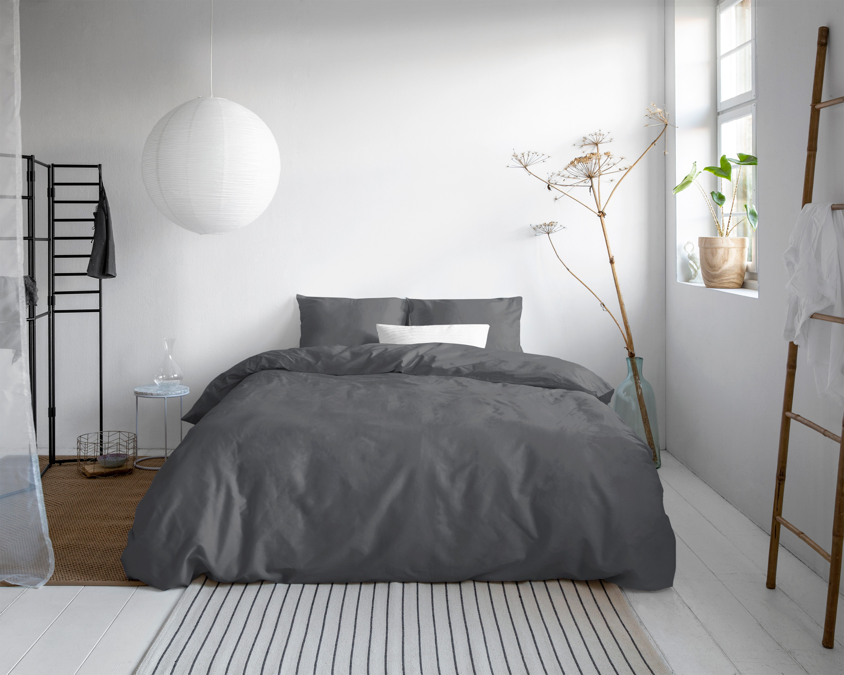 Uni Satijn Dekbedovertrek Antraciet 200 x 200/220 Primaviera Deluxe