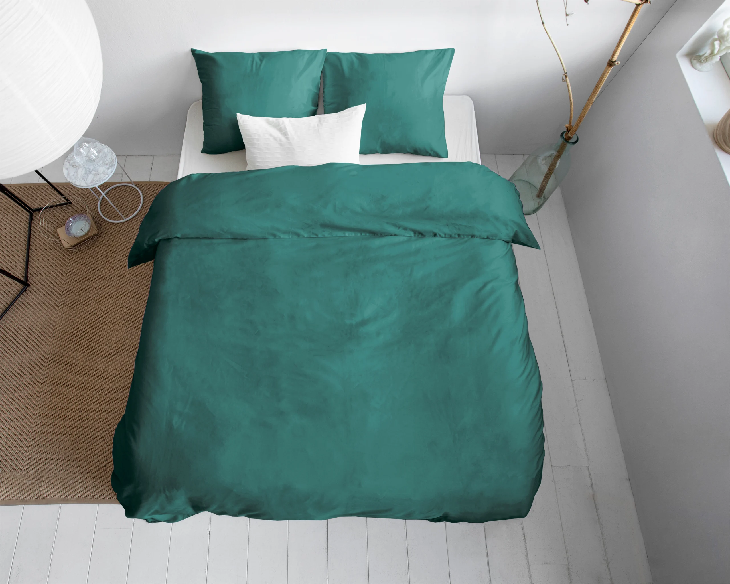 Uni Satijn Dekbedovertrek Donker Groen 140 x 200/220 Primaviera Deluxe