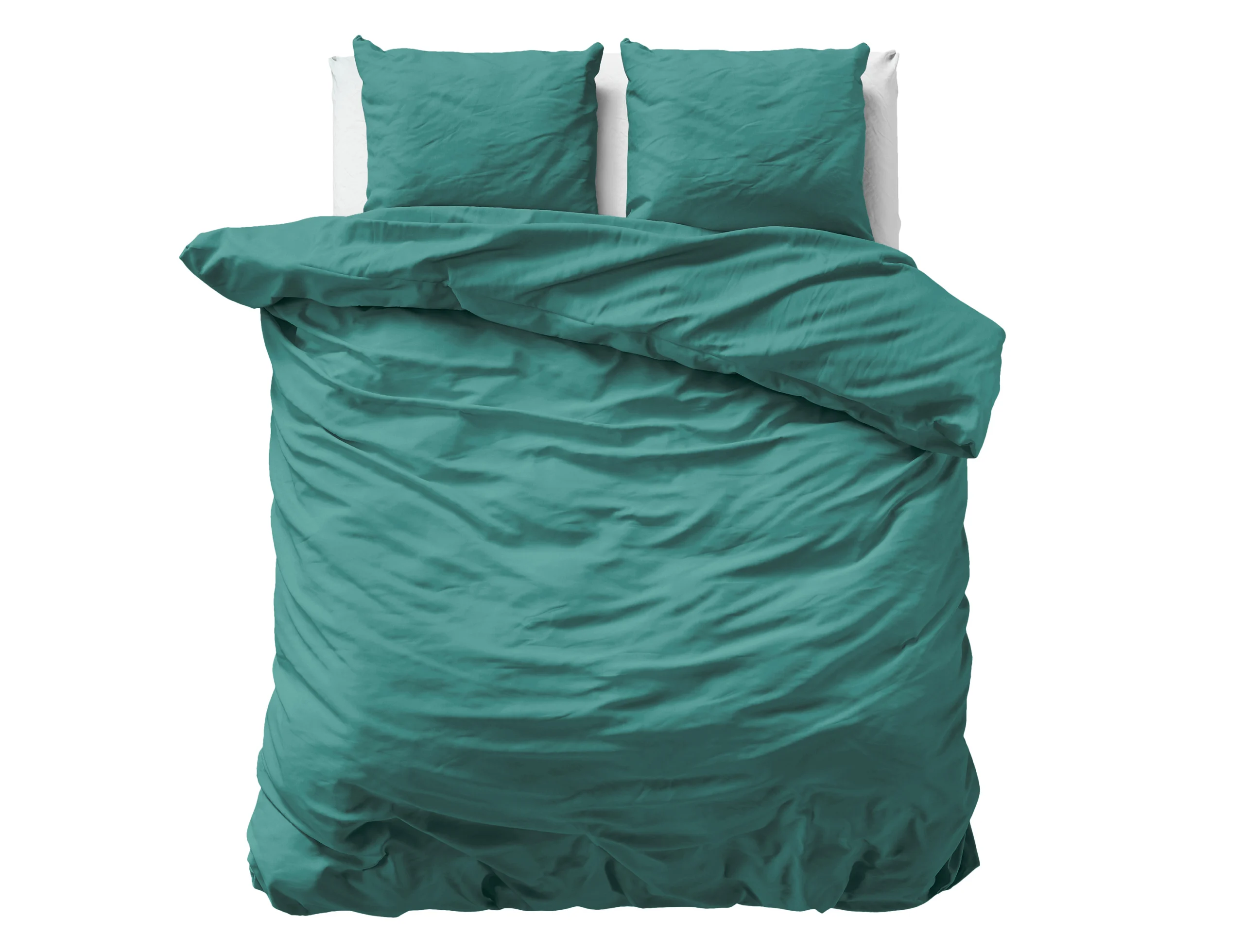 Primaviera Deluxe Uni Satijn Dekbedovertrek Donker Groen 200 x 200/220