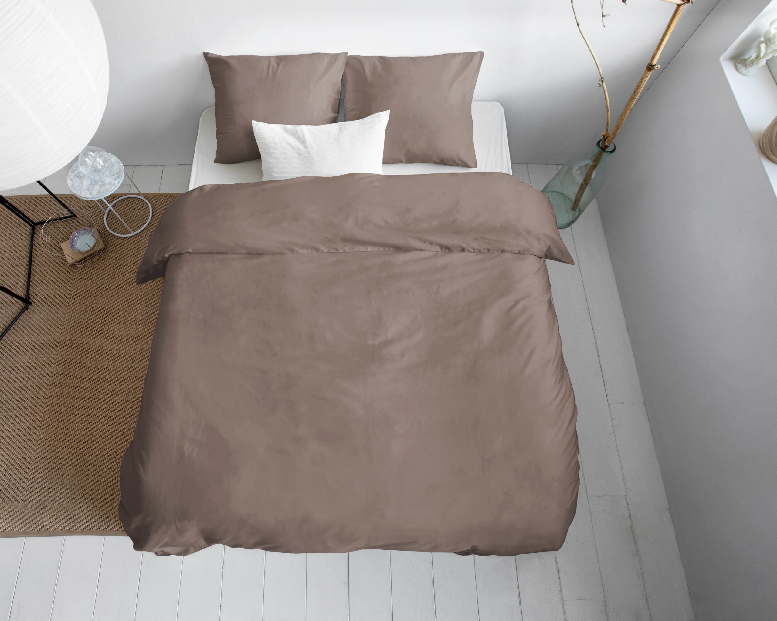 Uni Satijn Dekbedovertrek Taupe 200 x 200/220