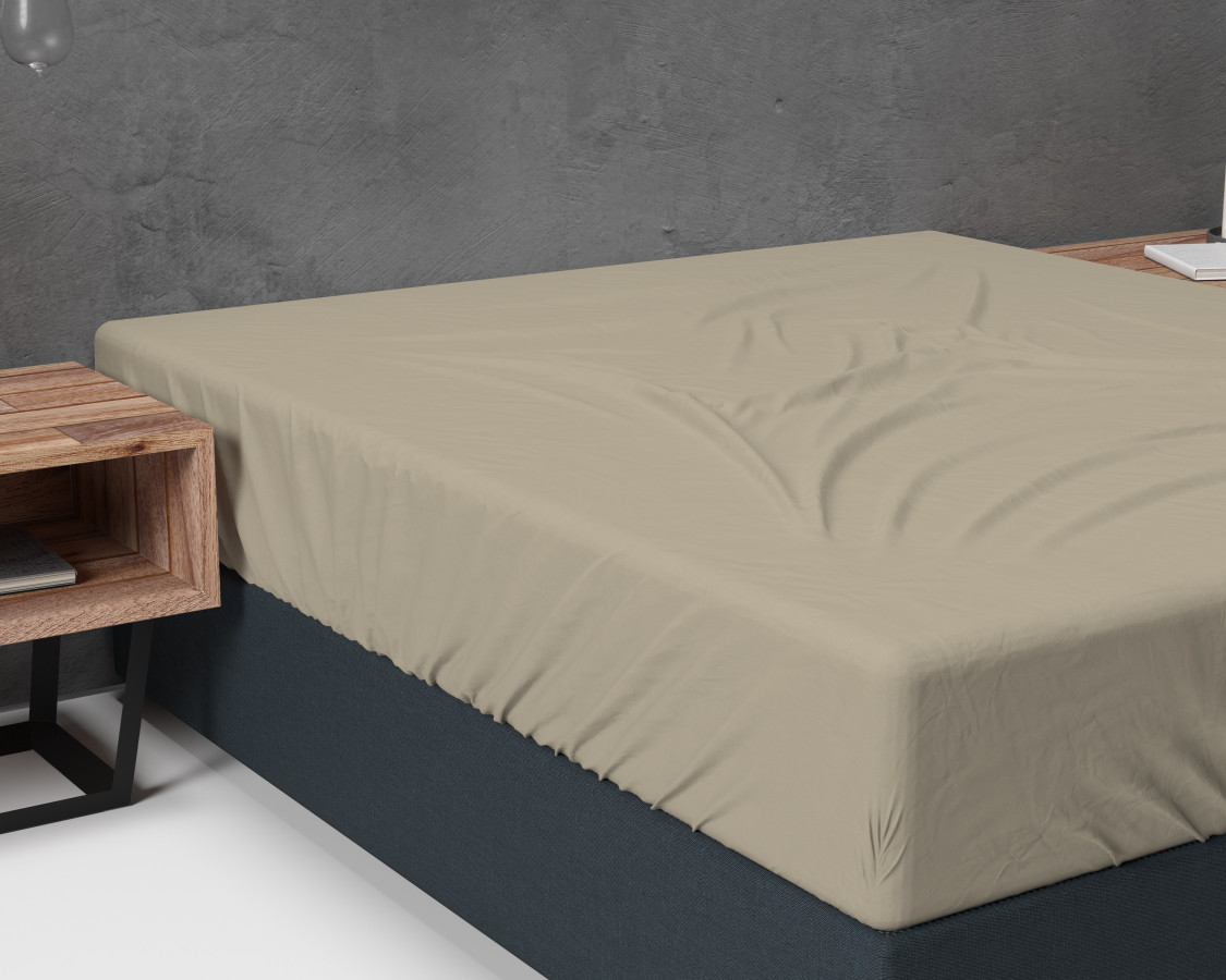 100% Flanel Katoen hoeslaken Taupe 180 x 200 cm van Sleeptime in 180 x 200 cm