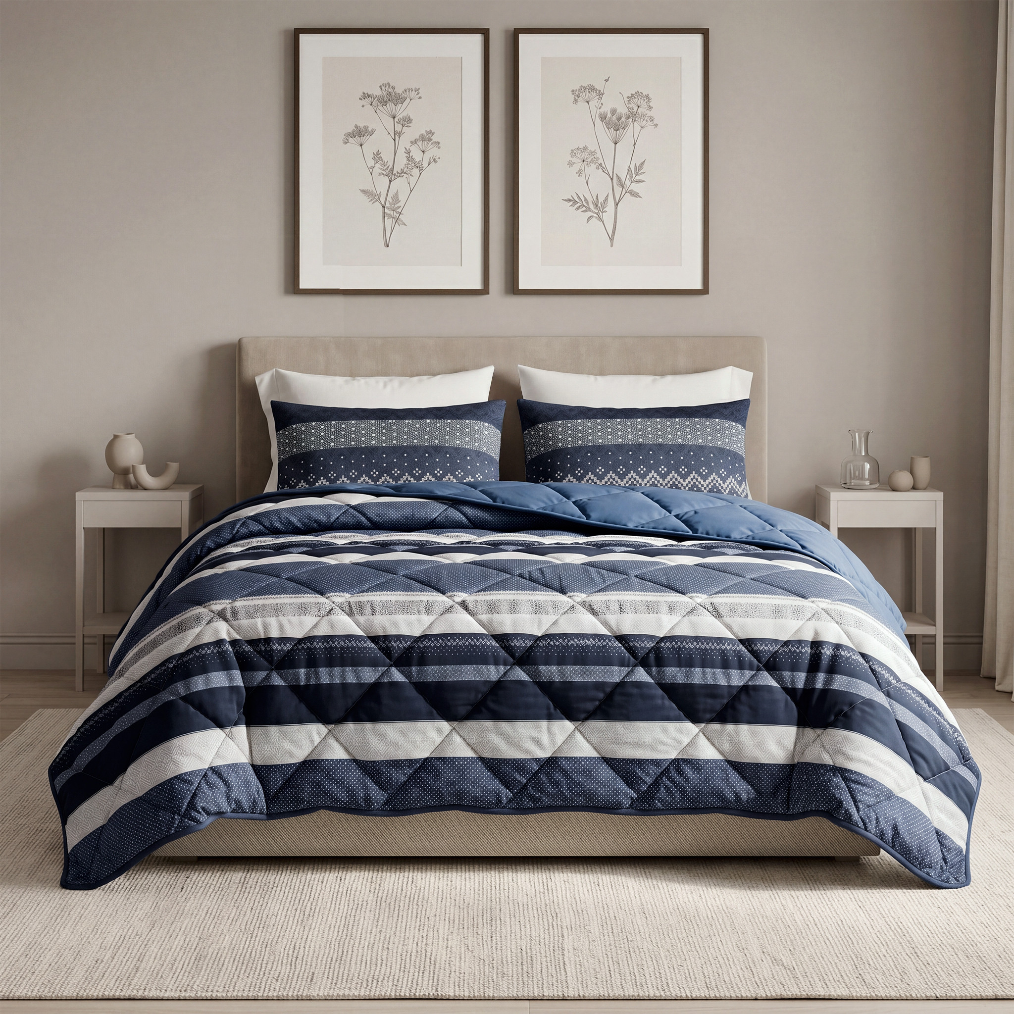 Elisabeth Navy 240 x 200 Met Kussens dekbed van Sleeptime, 240 x 200 cm