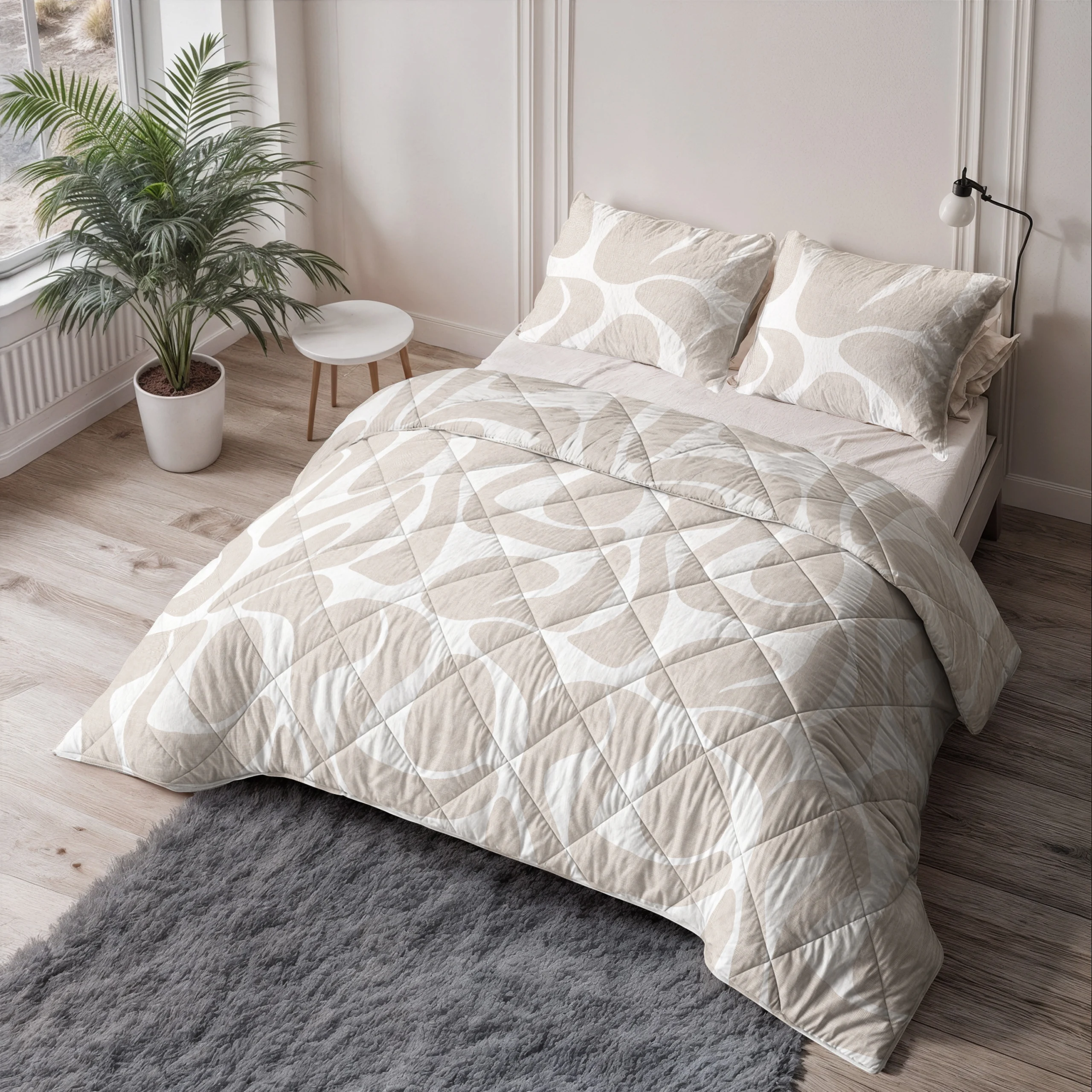 Kello Taupe/Zand 200 x 200 Met Kusse dekbed van Sleeptime, 200 x 200 cm, kussensloop 60 x 70 cm