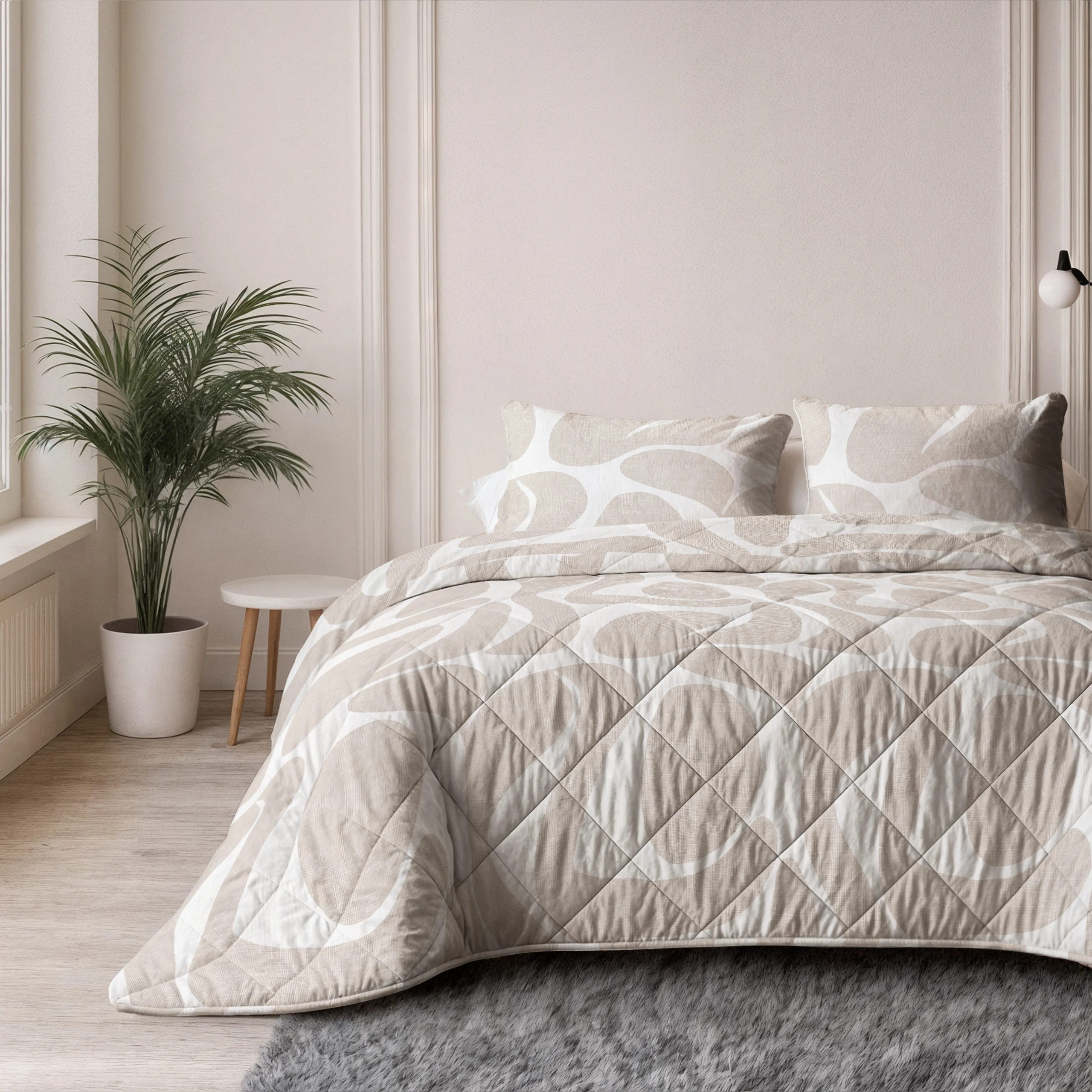 100% Polyester Microvezel dekbed Kello Taupe/Zand 200 x 200 Met Kusse van Sleeptime in 200 x 200 cm