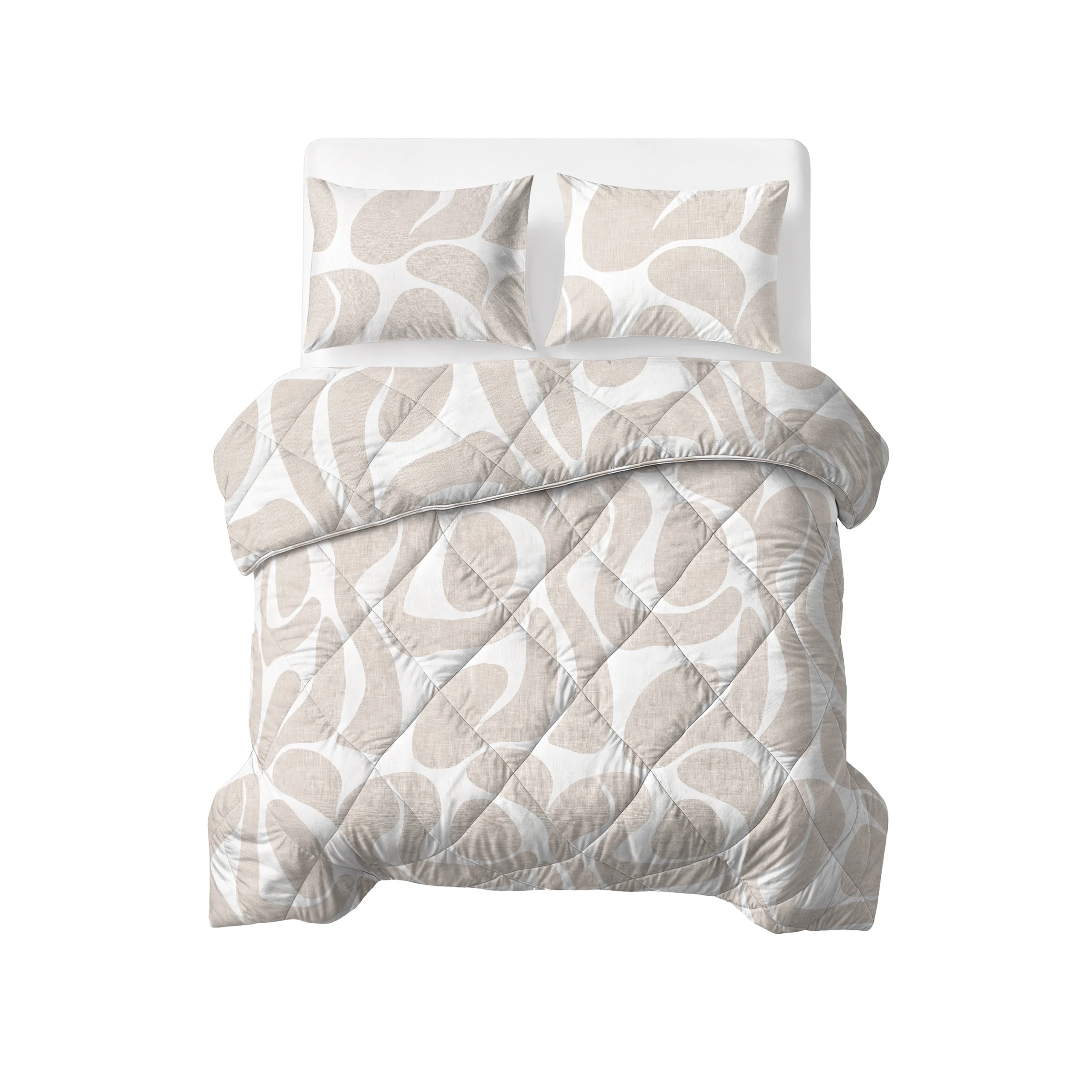 Sleeptime dekbed Kello Taupe/Zand 200 x 200 Met Kusse - Taupe/Zand - 200 x 200 cm - 100% Polyester Microvezel