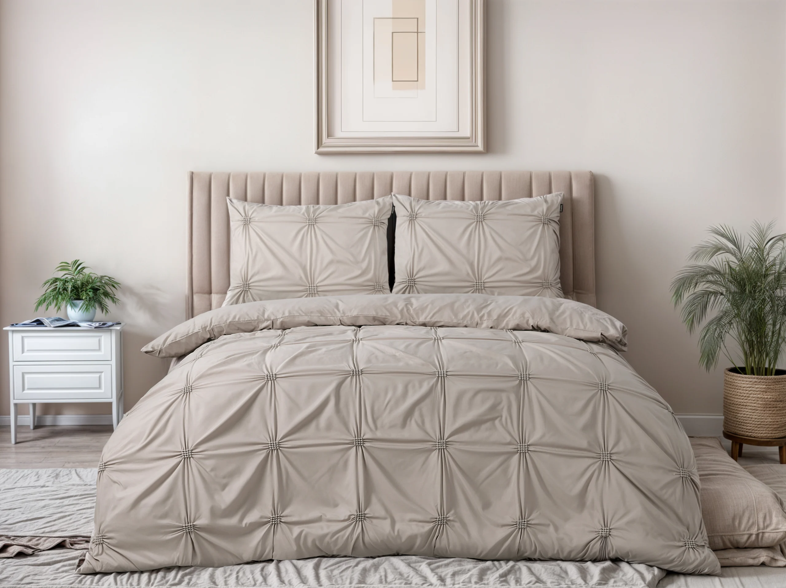 Punch pintuck Taupe 200 x 200/220 Sleeptime