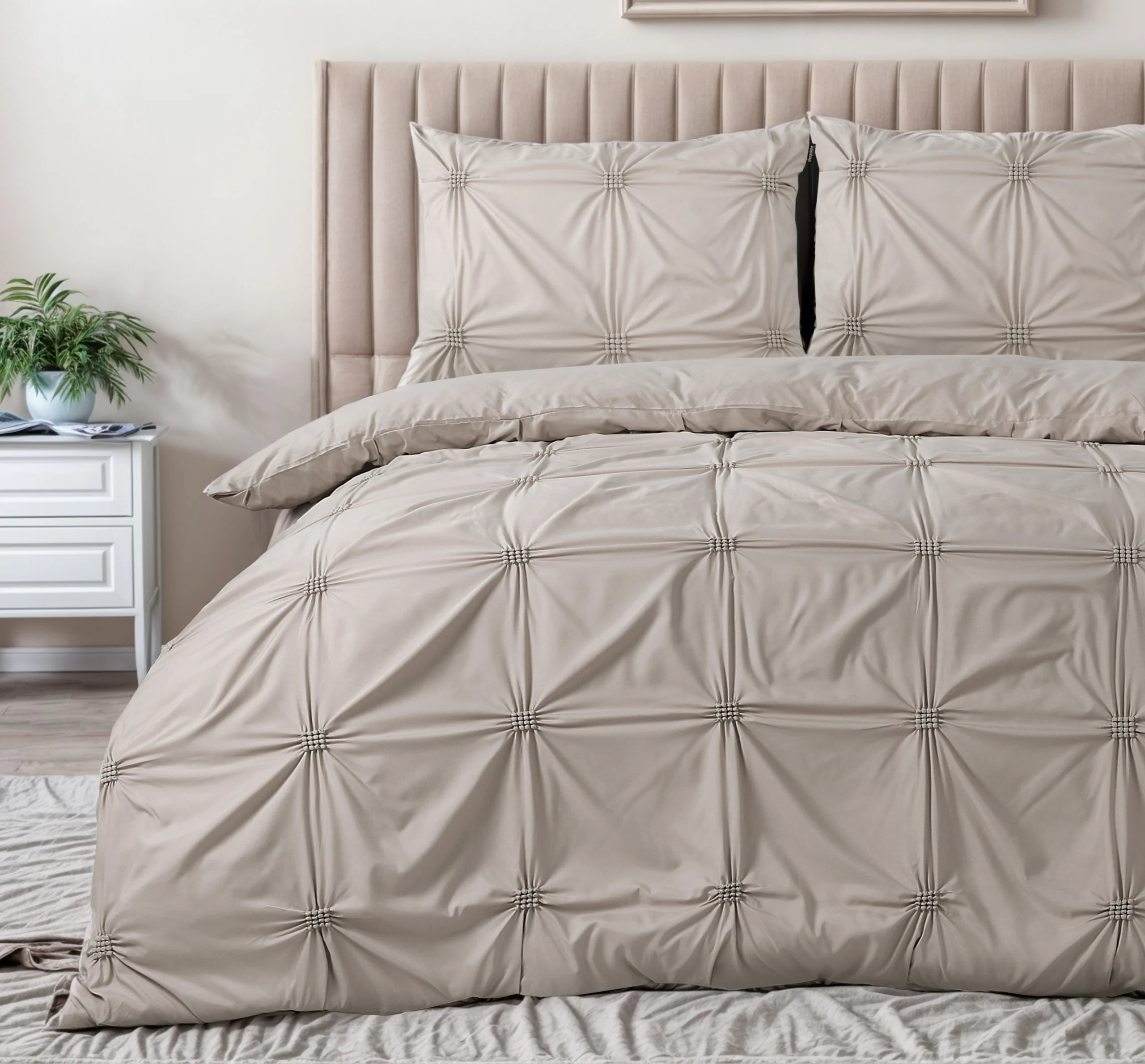 Punch pintuck Taupe 200 x 200/220