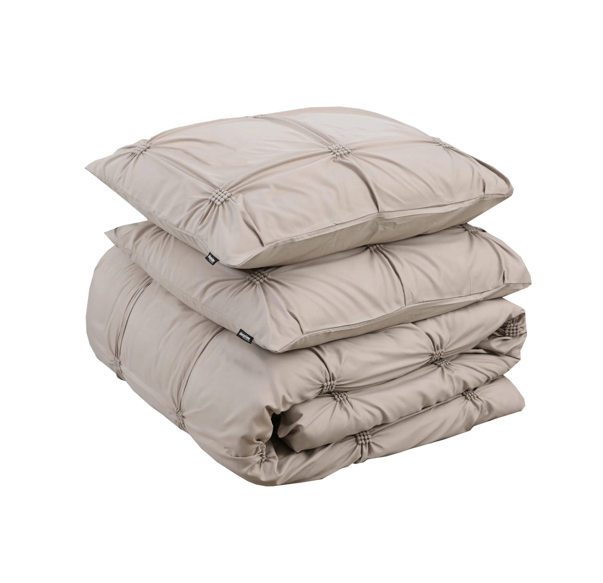 Punch pintuck Taupe - Sleeptime bed 200 x 220 cm van Micropercal