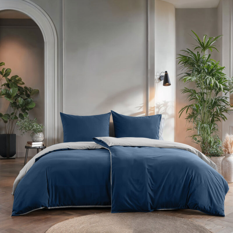 Sleeptime bed 140 x 220 cm van Microvezel - Wit/Navy