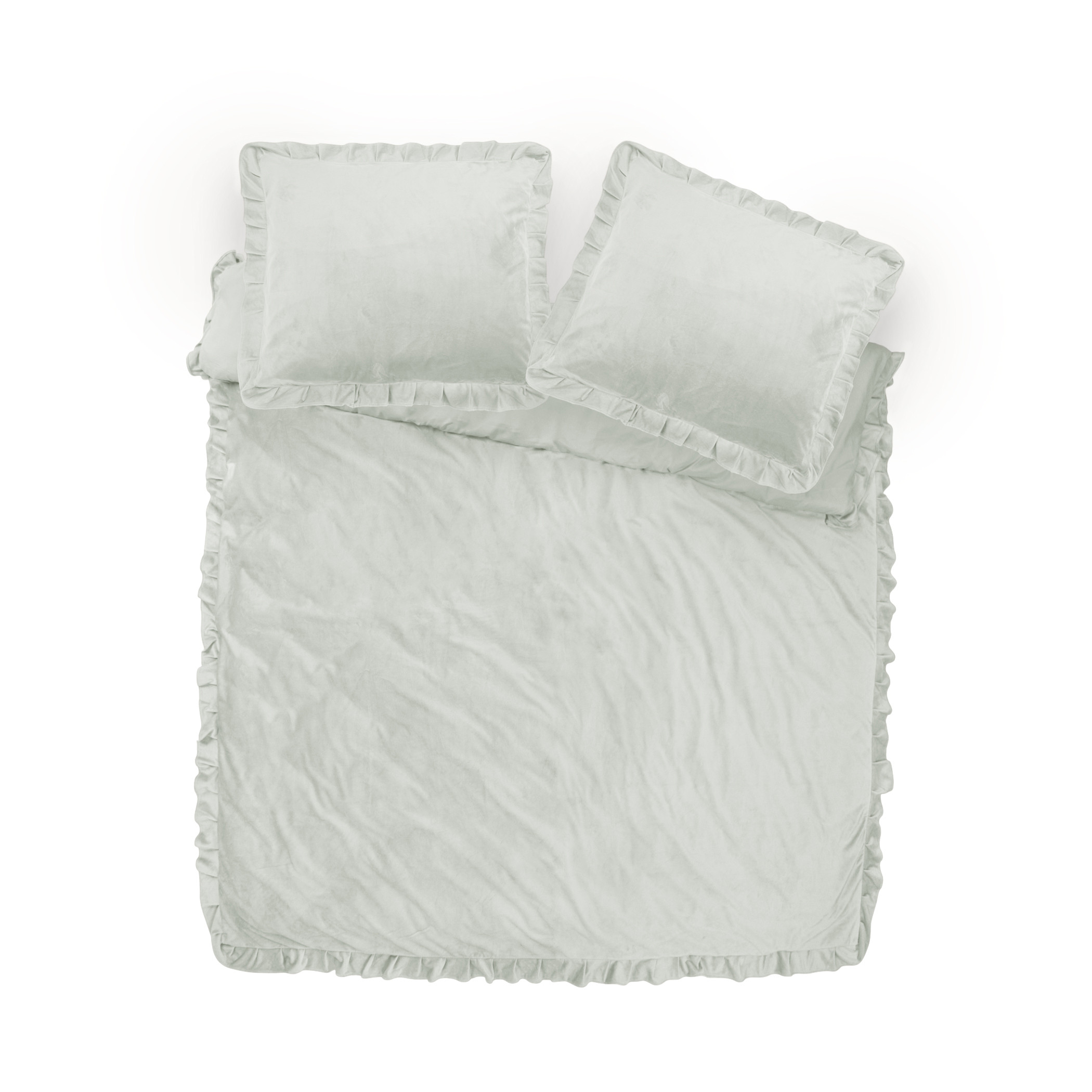 Sleeptime Velvet Ruffles Cappuccino Wit 240 x 220 cm