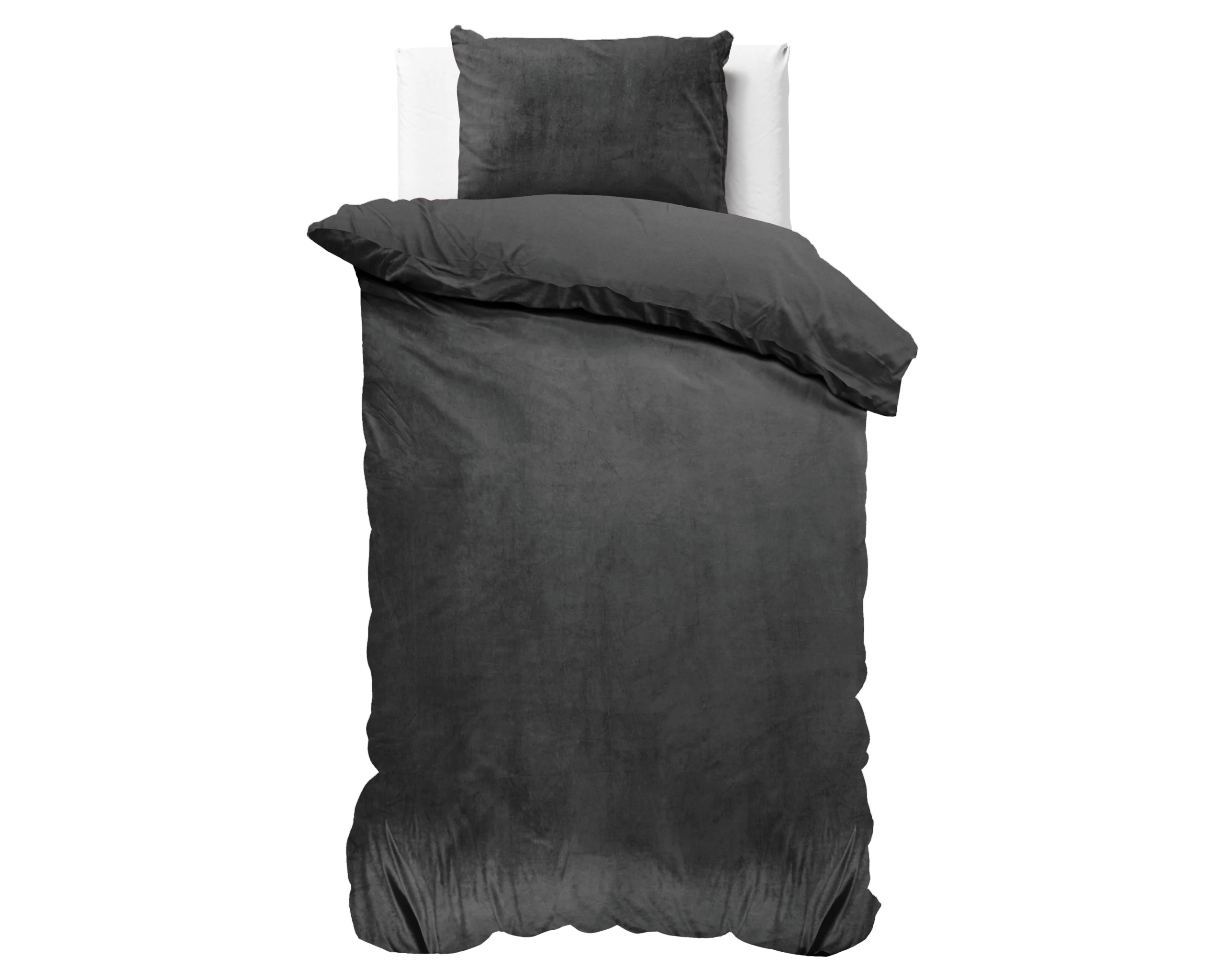 Sleeptime Velvet Uni Dekbedovertrek Antraciet 140 x 220 cm