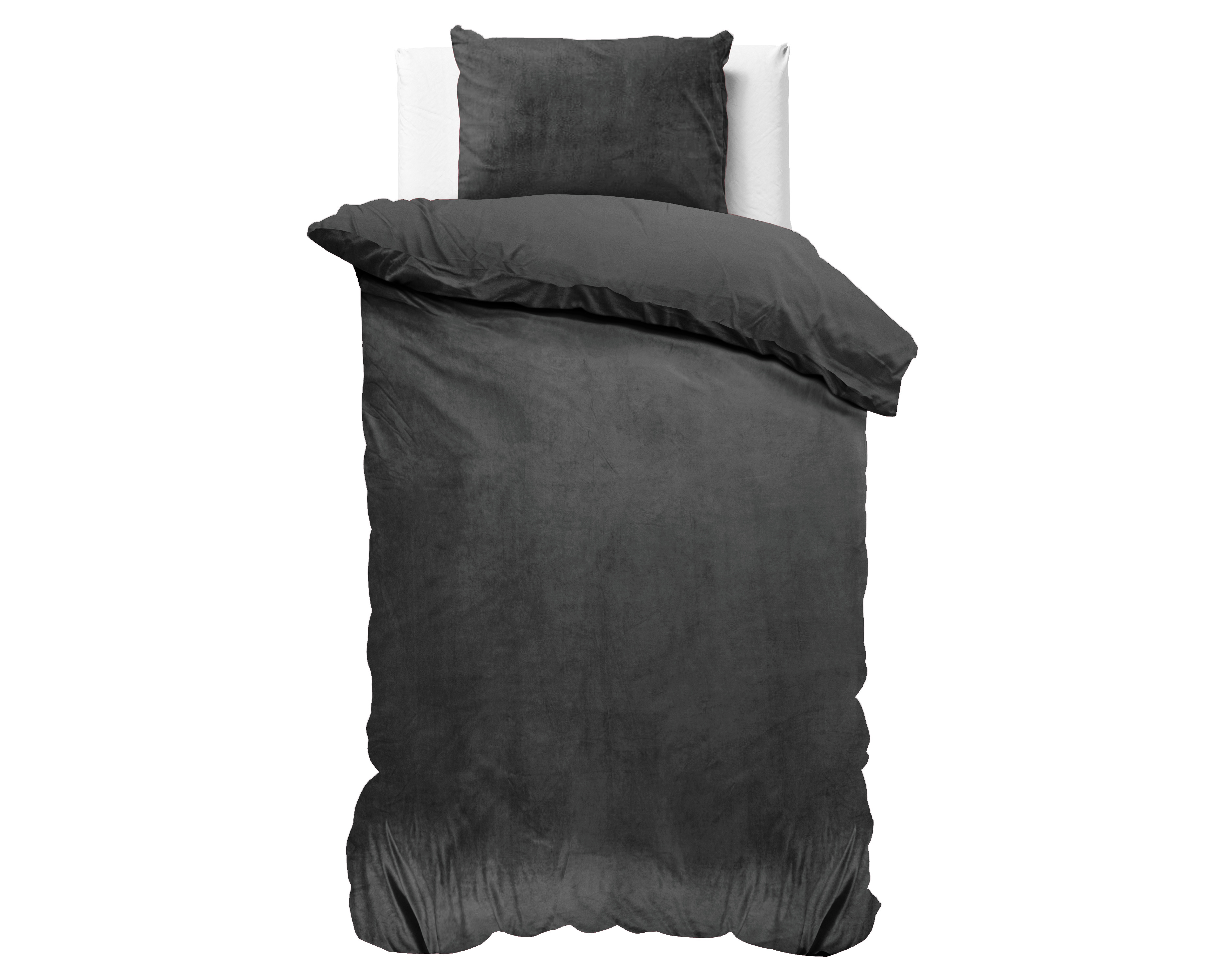 Sleeptime Velvet Uni Dekbedovertrek Antraciet 140 x 220