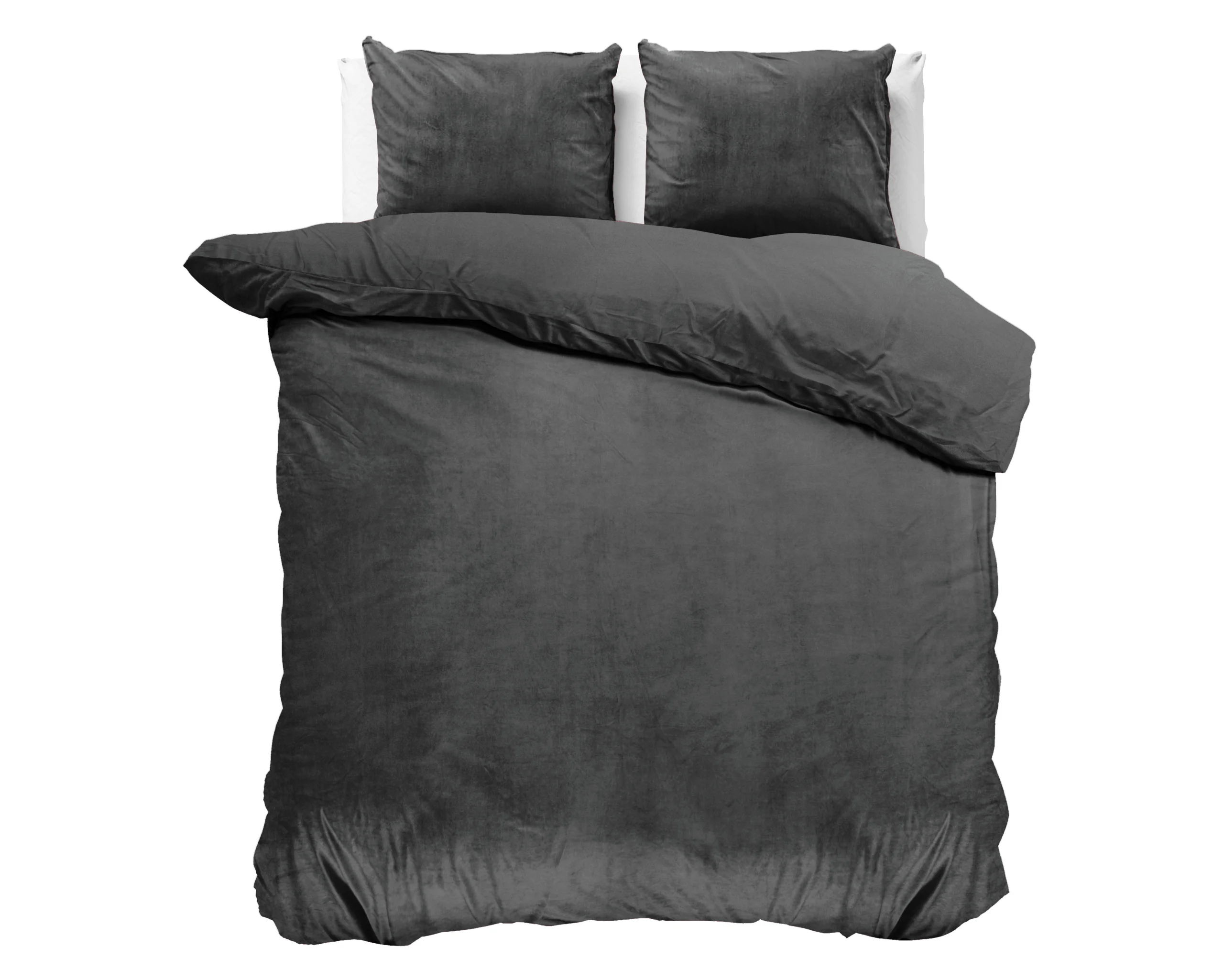 Sleeptime Velvet Uni Dekbedovertrek Antraciet 200 x 220