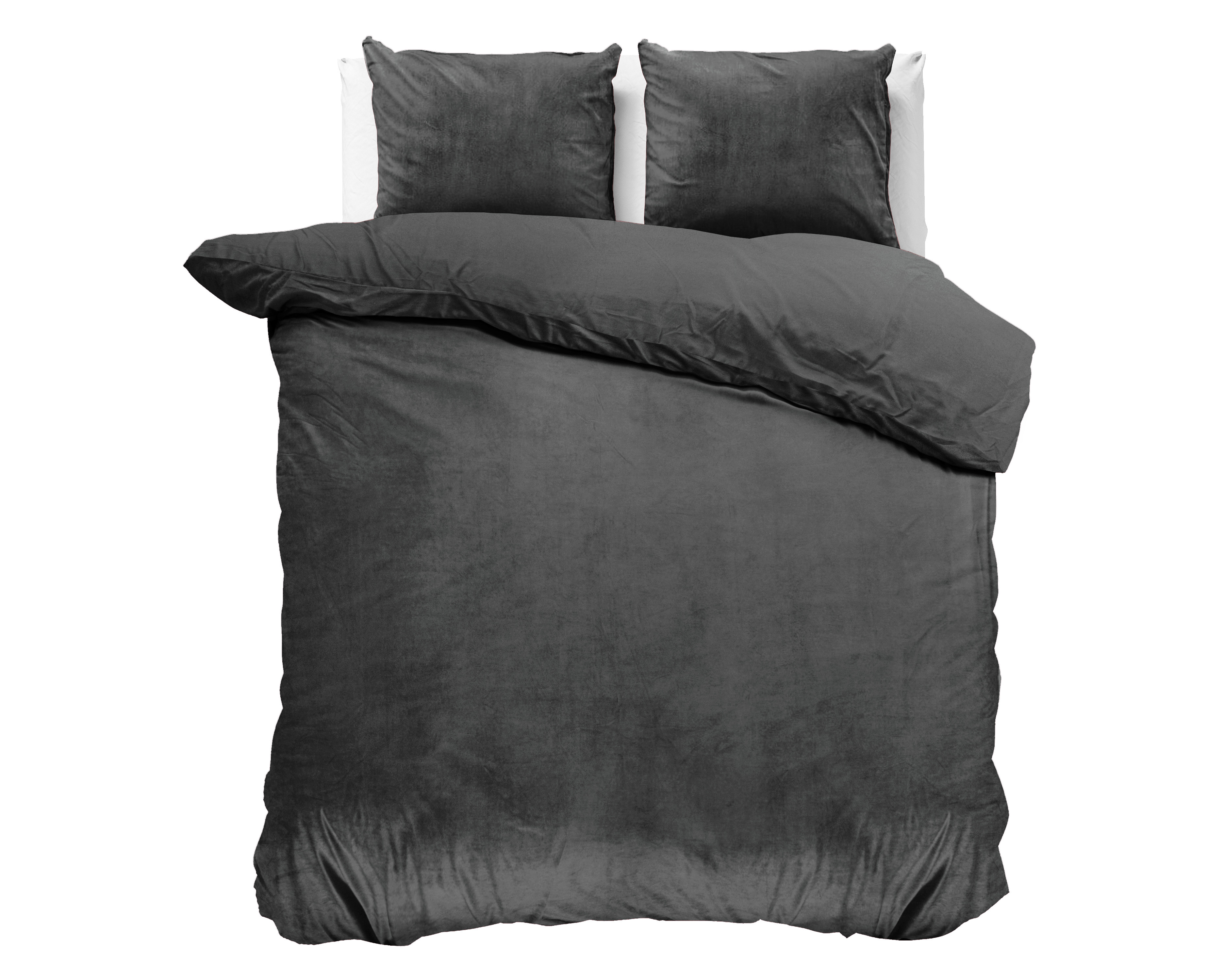 Sleeptime Velvet Uni Dekbedovertrek Antraciet 200 x 220