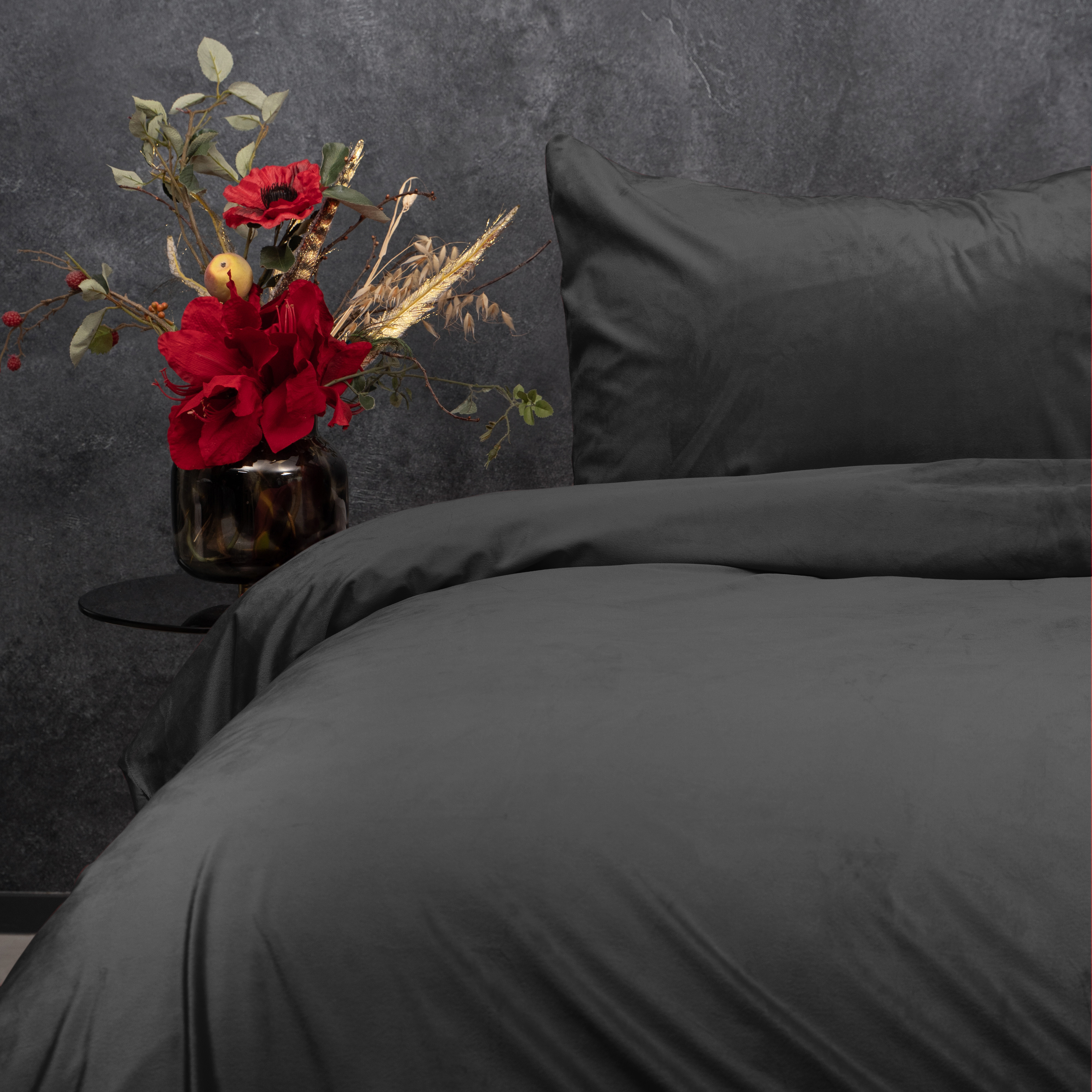 Sleeptime Velvet Uni Dekbedovertrek Antraciet 240 x 220