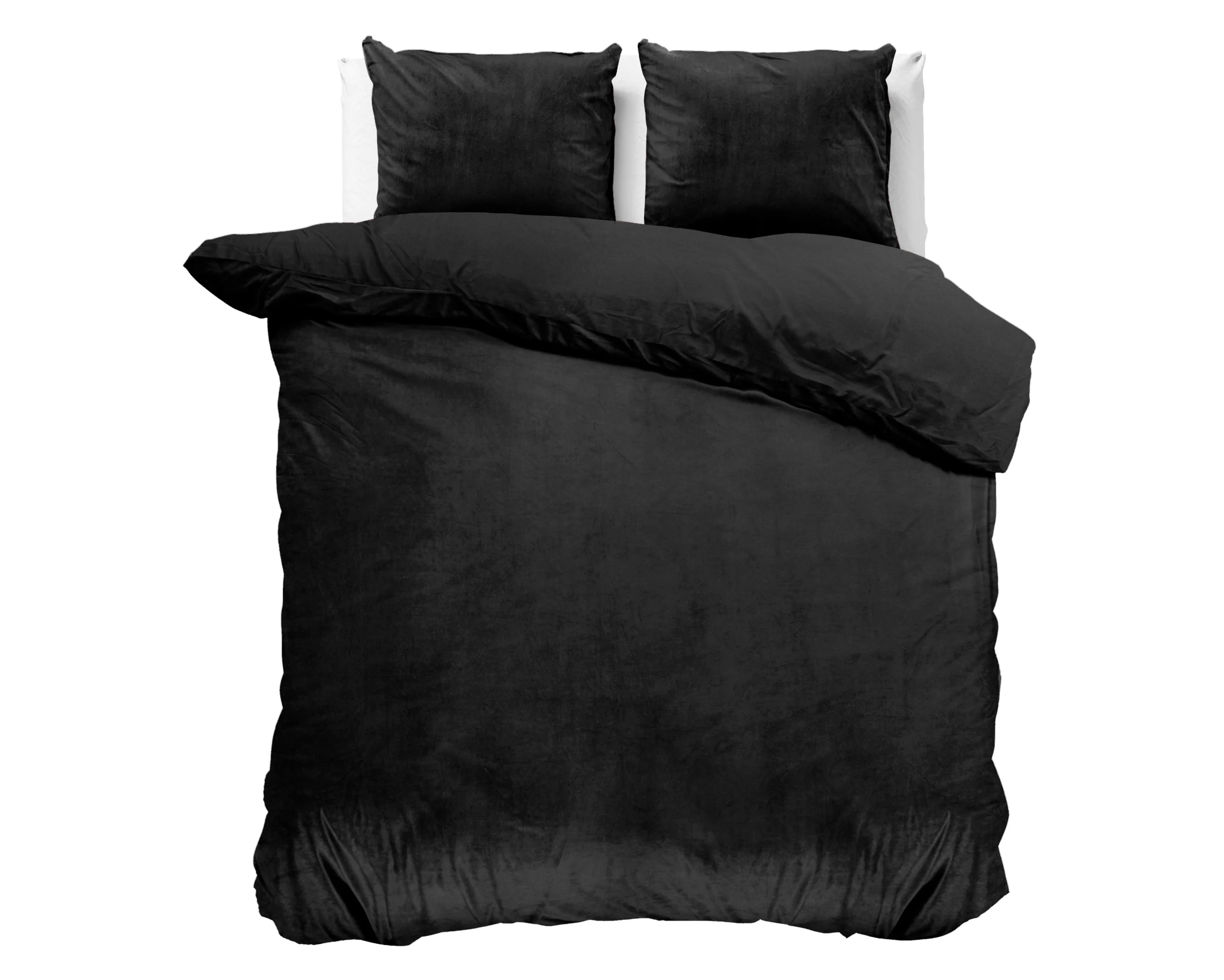 Sleeptime Velvet Uni Dekbedovertrek Zwart 200 x 220 cm
