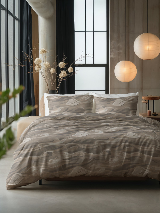 Whirl Taupe - Sleeptime bed 140 x 220 cm van Katoen