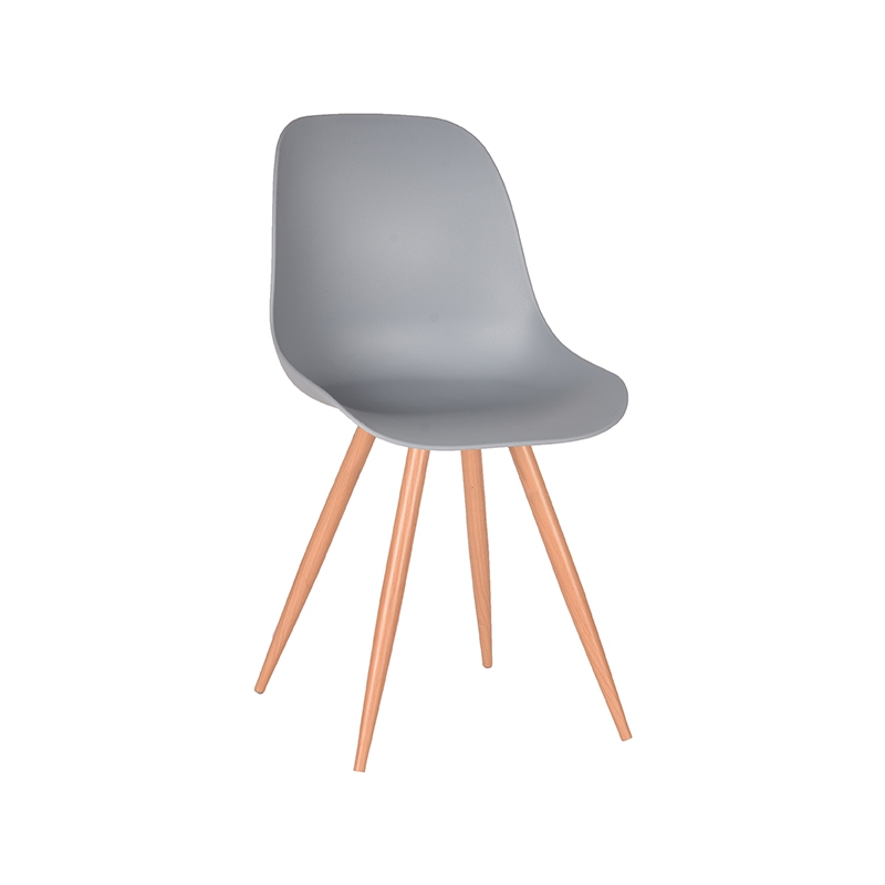 LABEL51 Eetkamerstoel Rimini - Grijs - PP - Naturel Houtlook Frame