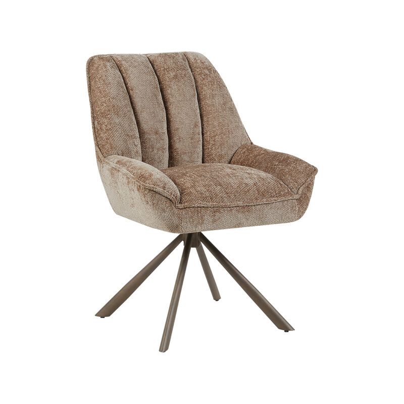 LABEL51 Eetkamerstoel Reims - Taupe - Chenille - Brons Metalen Frame Chenille