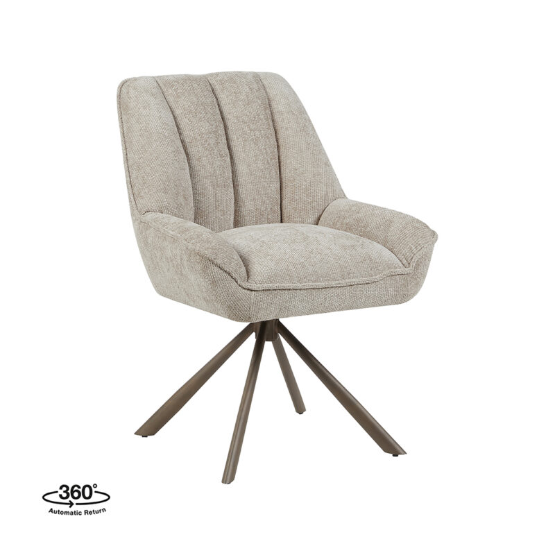 LABEL51 Eetkamerstoel Reims - Naturel - Chenille - Brons Metalen Frame Reims