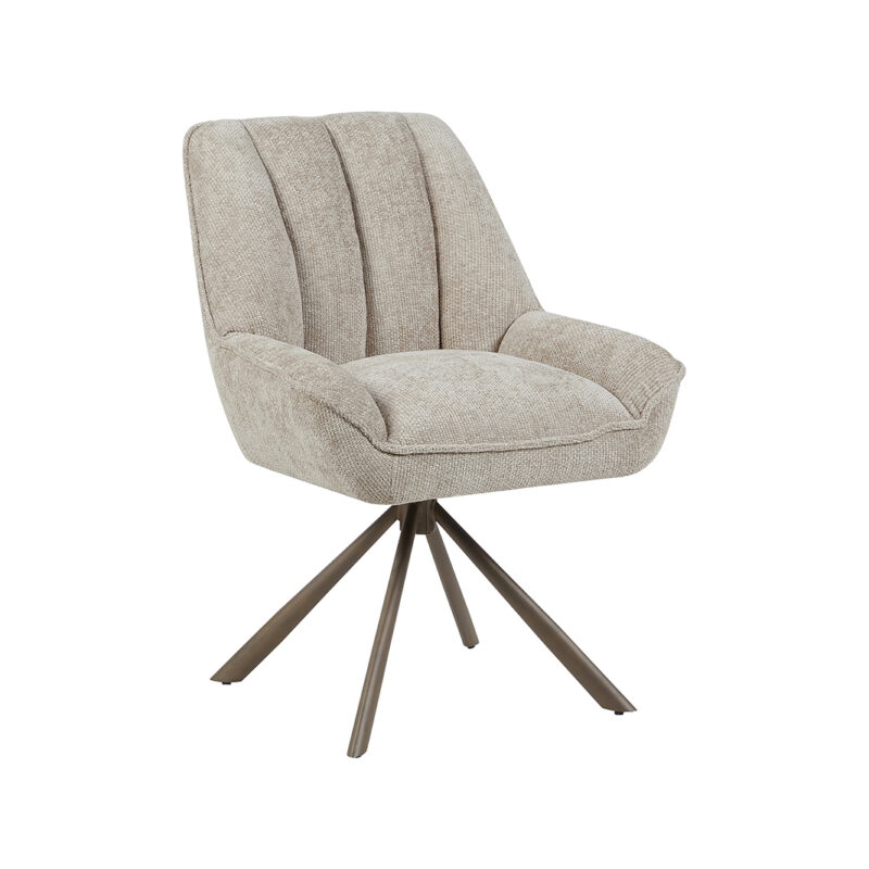 LABEL51 Eetkamerstoel Reims - Naturel - Chenille - Brons Metalen Frame Chenille