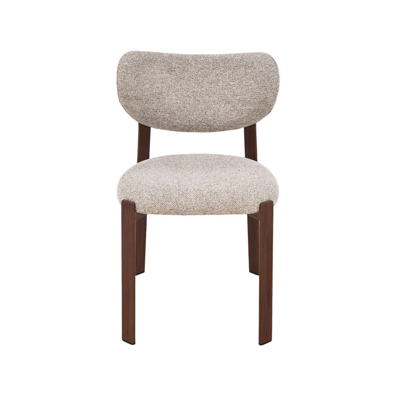 LABEL51 Eetkamerstoel Mika - Beige - Geweven - Walnoot Houtlook Metaal Mika