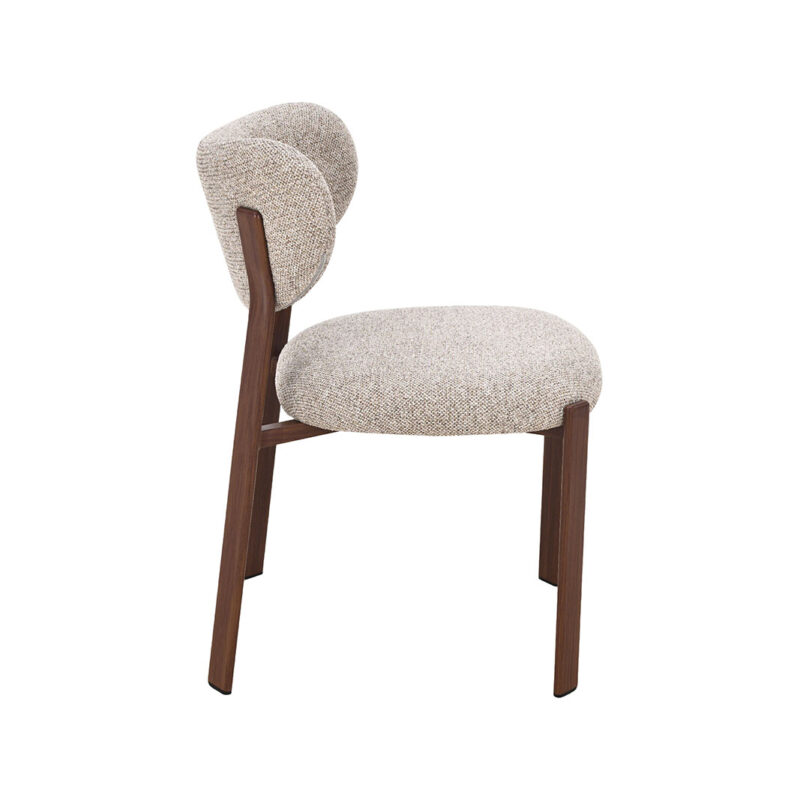 LABEL51 Eetkamerstoel Mika - Beige - Geweven - Walnoot Houtlook Metaal Geweven