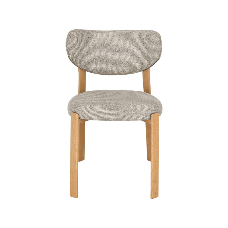 LABEL51 Eetkamerstoel Mika - Beige - Geweven - Naturel Houtlook Metaal Mika