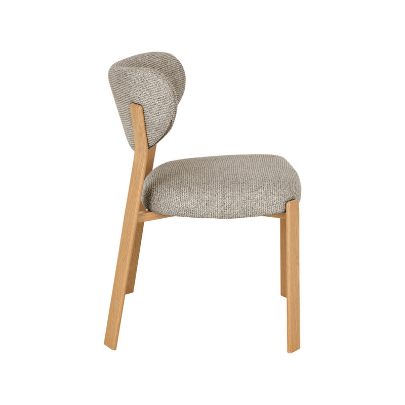 LABEL51 Eetkamerstoel Mika - Beige - Geweven - Naturel Houtlook Metaal Geweven