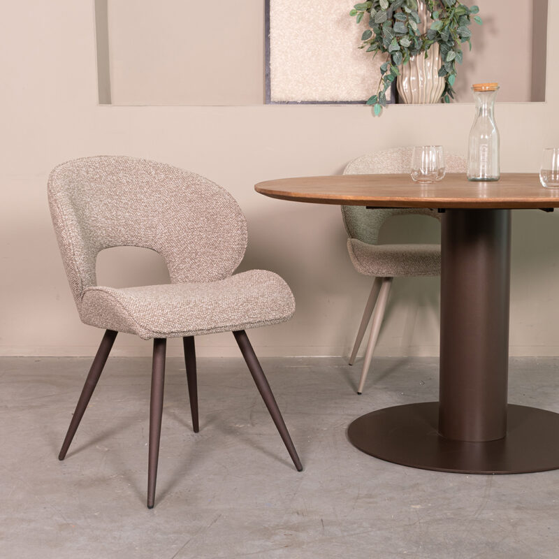 LABEL51 Eetkamerstoel Sakura - Mushroom - Boucle - Brons Metalen Frame