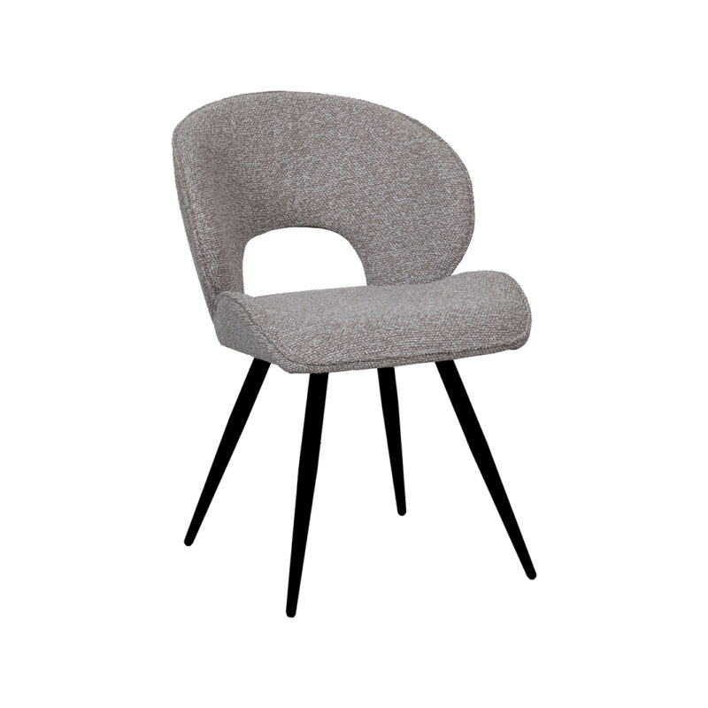LABEL51 Eetkamerstoel Sakura - Mushroom - Boucle - Zwart Metalen Frame