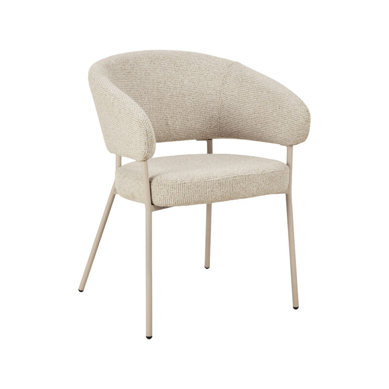 LABEL51 Eetkamerstoel Takumi - Beige - Geweven - Beige Metale Frame
