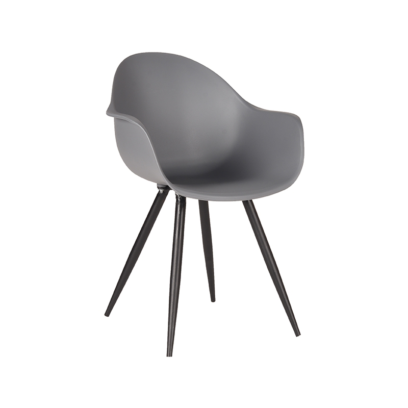 LABEL51 Eetkamerstoel Luca - Antraciet - PP - Zwart Metalen Frame