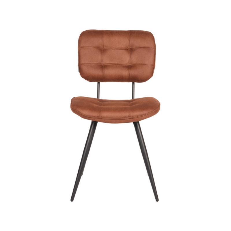 LABEL51 Eetkamerstoel Gus - Cognac - Kunstleder - Zwart Metalen Frame