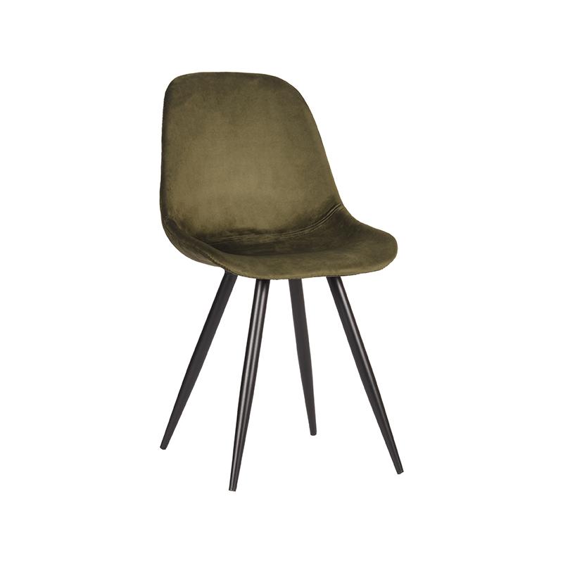 LABEL51 Eetkamerstoel Capri - Army - Velvet - Zwart Metalen Frame