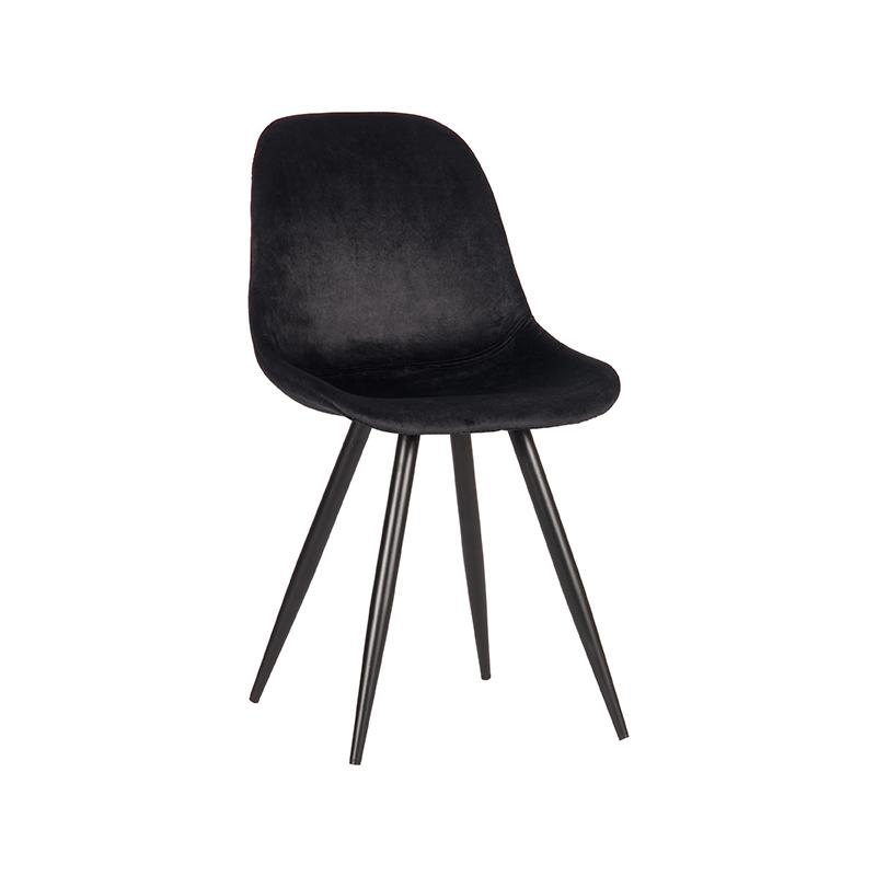 LABEL51 Eetkamerstoel Capri - Zwart - Velvet - Zwart Metalen Frame