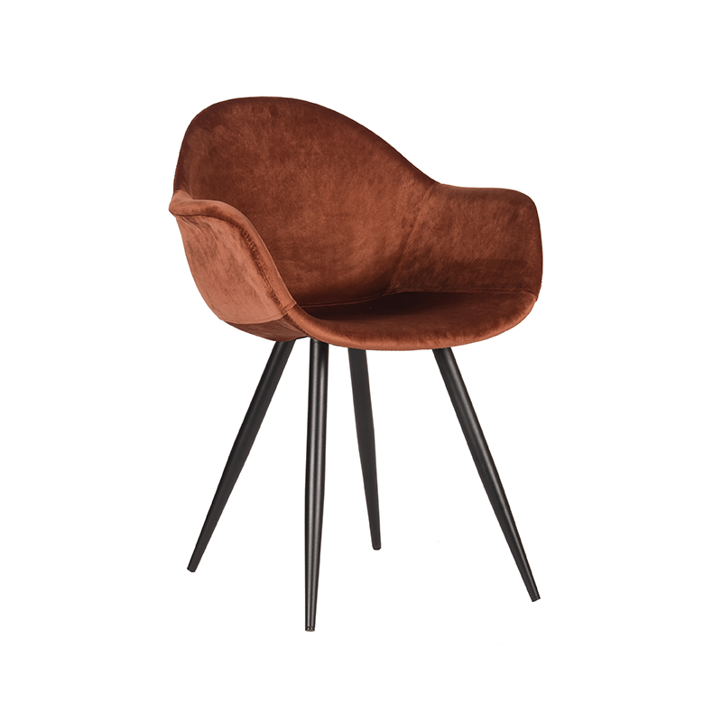 LABEL51 Eetkamerstoel Forli - Rust - Velvet - Zwart Metalen Frame