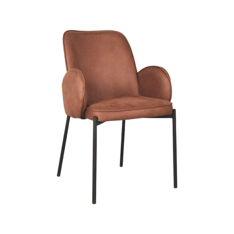 LABEL51 Eetkamerstoel Jari - Cognac - Kunstleder - Zwart Metalen Frame