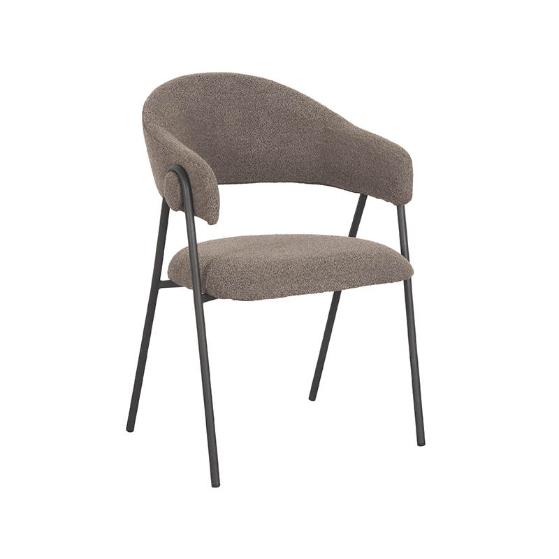 LABEL51 Eetkamerstoel Lowen - Bruin - Boucle - Zwart Metalen Frame