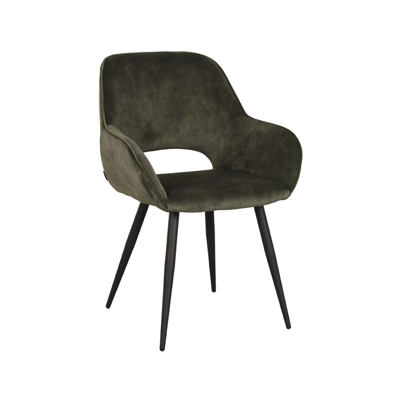 LABEL51 Eetkamerstoel Fer - Hunter - Velvet - Zwart Metalen Frame