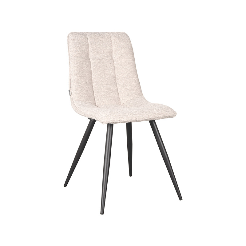 LABEL51 Eetkamerstoel Jelt - Naturel - Boucle - Zwart Metalen Frame