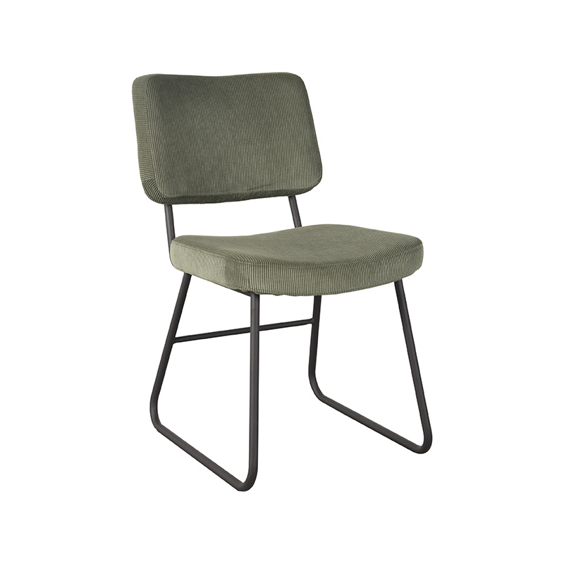 LABEL51 Eetkamerstoel Noah - Forest - Ribcord - Zwart Metalen Frame