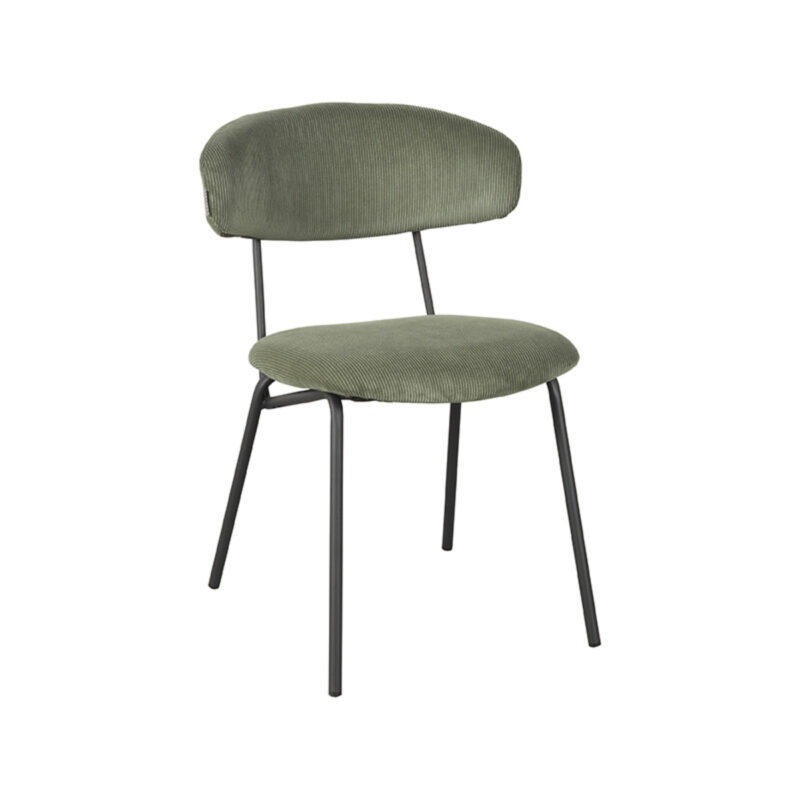 LABEL51 Eetkamerstoel Zack - Forest - Ribcord - Zwart Metalen Frame